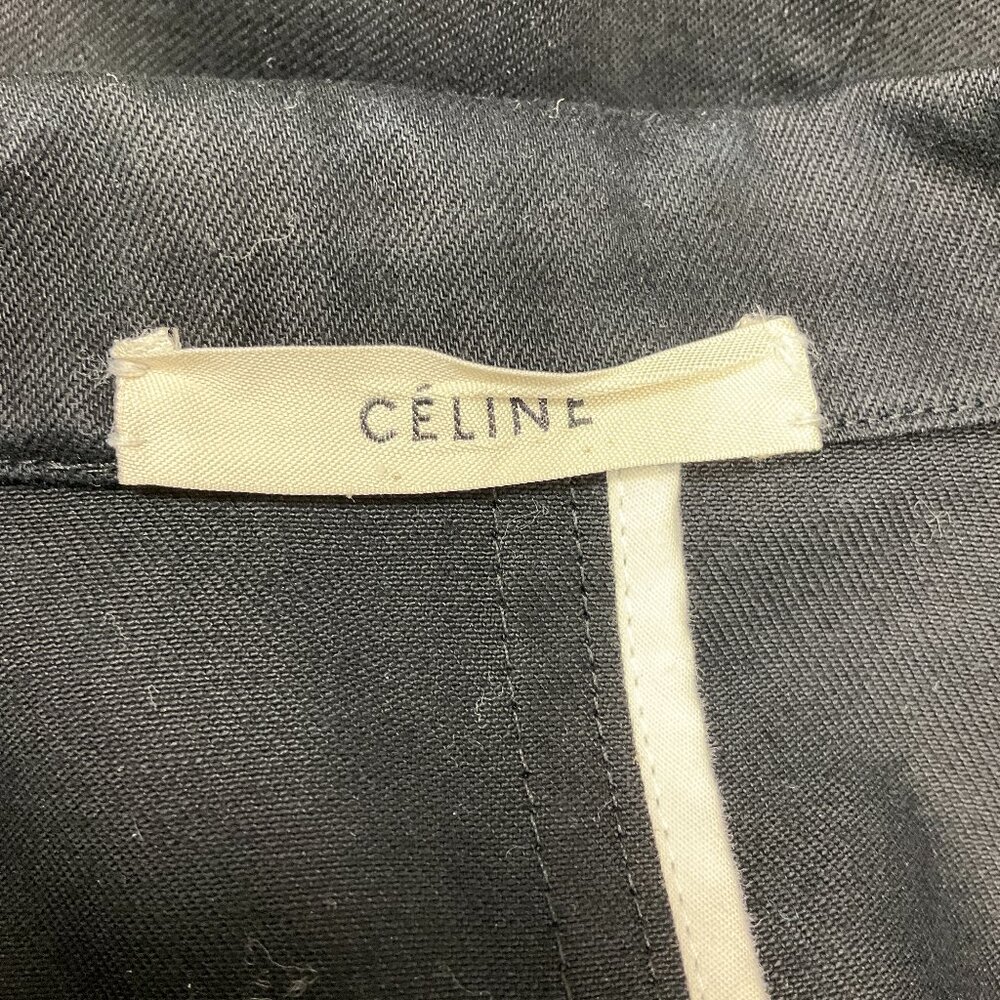 Celine Black / Gold Button-front Sleeveless Collared Cotton Dress - Picture 4 of 5